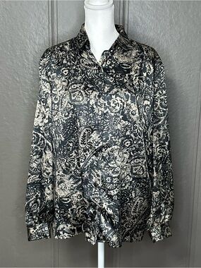 Vintage Russ Satin Paisley Print Blouse
